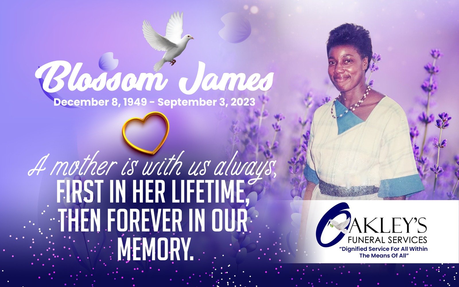 Blossom Gloria James Darby - Oakley's Funeral Services